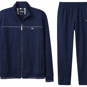 BOSS Navy Zip-Up Track Jacket and Jogger Pants Set